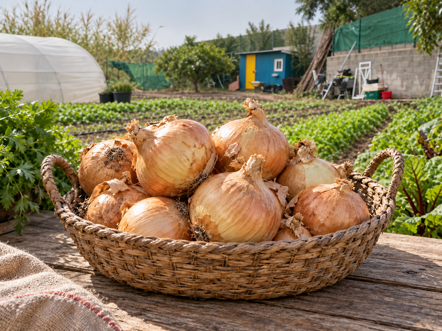 Cebollas doradas cosechadas en Bionatura.
